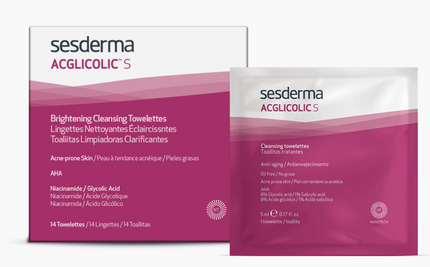 Sesderma Acglicolic S Brightening Cleansing Towelettes, 14 count